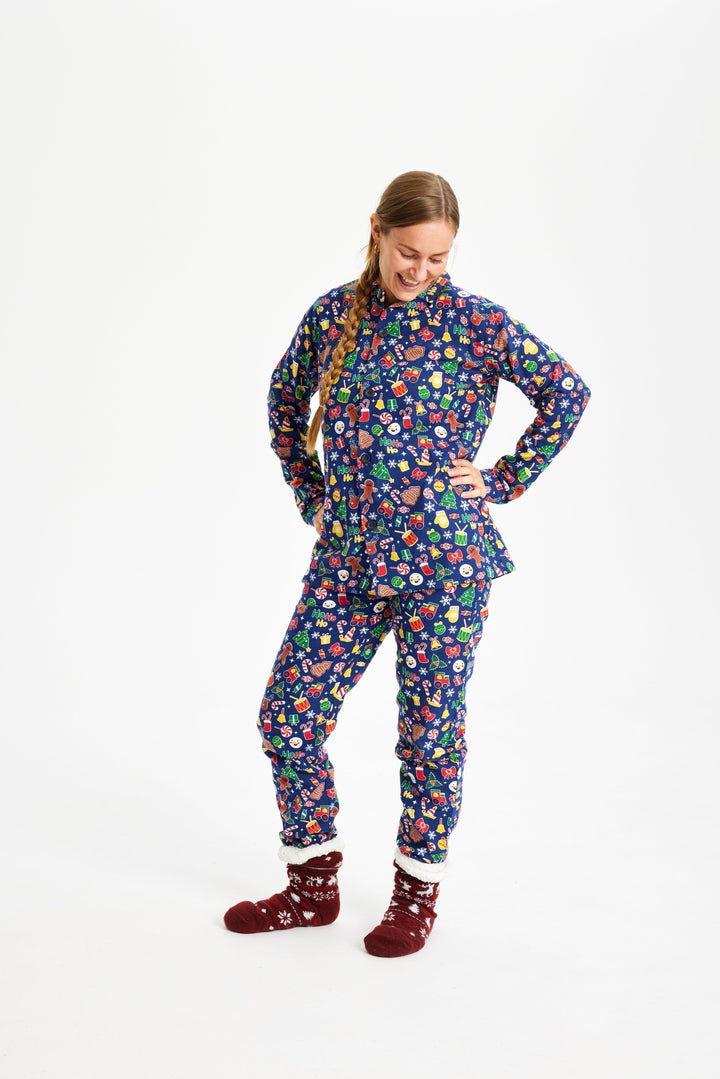 Stilla | Crazy Christmas Pyjamas Flannel Blå Dame