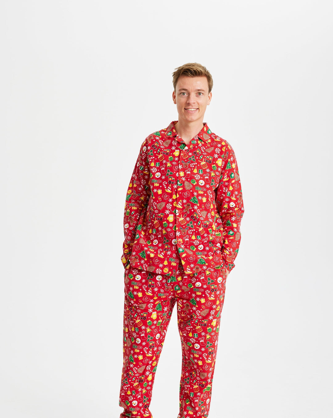 Stilla | Skøre Jule-Pyjamas Flannel Rød Herre