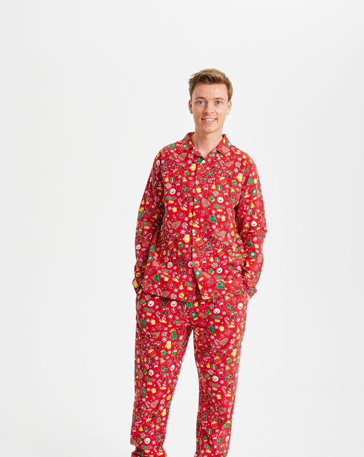 Stilla | Skøre Jule-Pyjamas Flannel Rød Herre