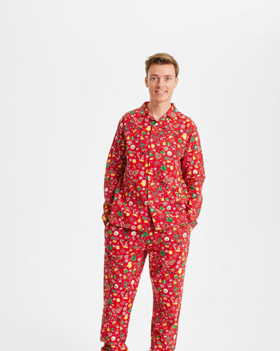 Stilla | Skøre Jule-Pyjamas Flannel Rød Herre