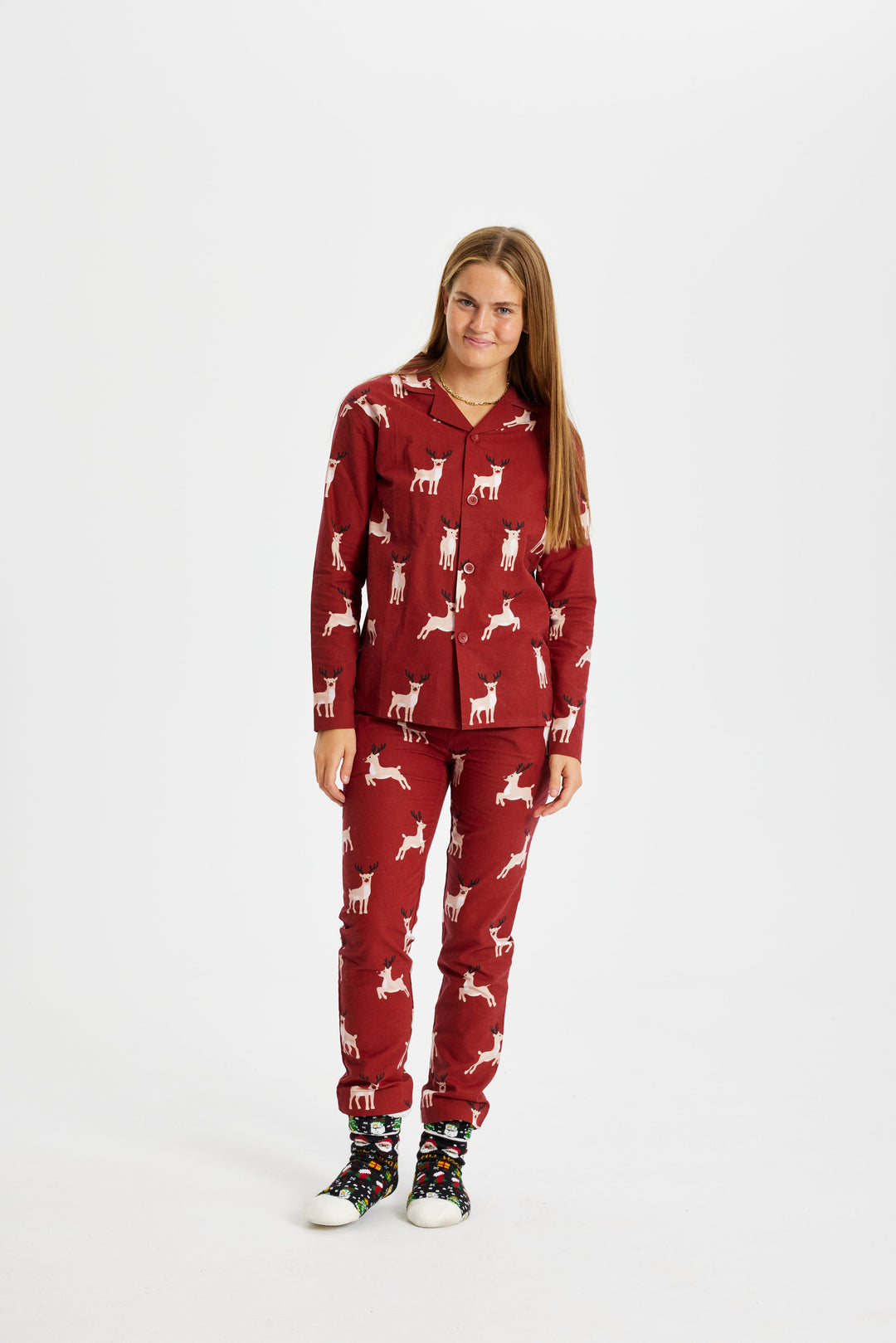 Stilla | Rensdyr Jule-Pyjama Flannel Dame