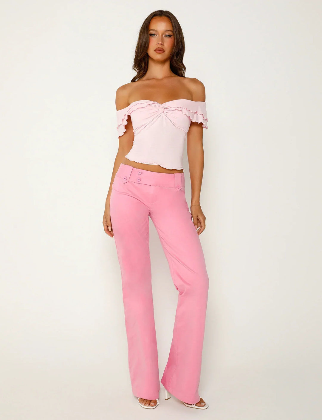 Stilla | Tekstureret Snoet Pink Top Med Bukser