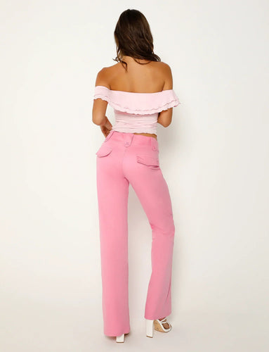Stilla | Tekstureret Snoet Pink Top Med Bukser