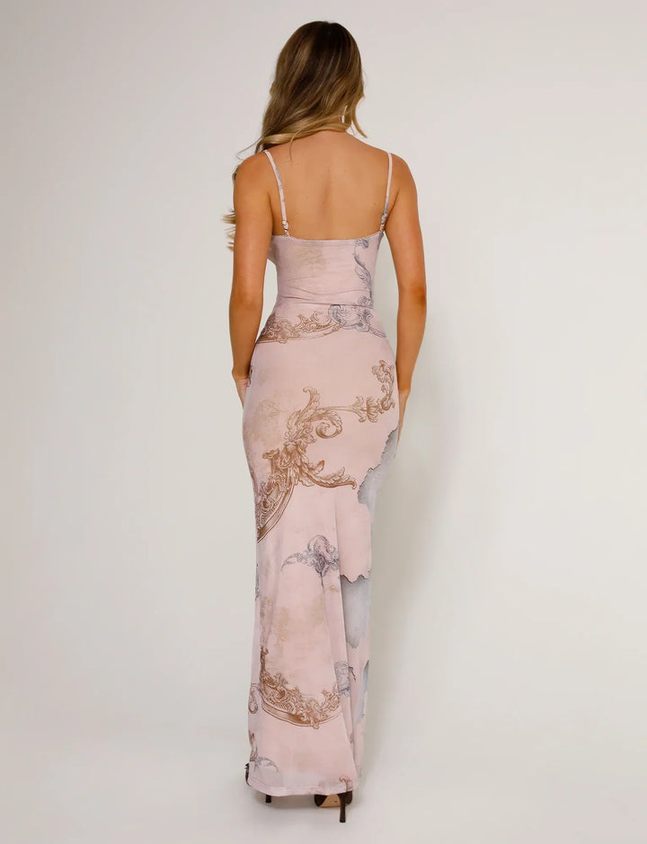 Stilla | Blomstret Pink Blondekjole