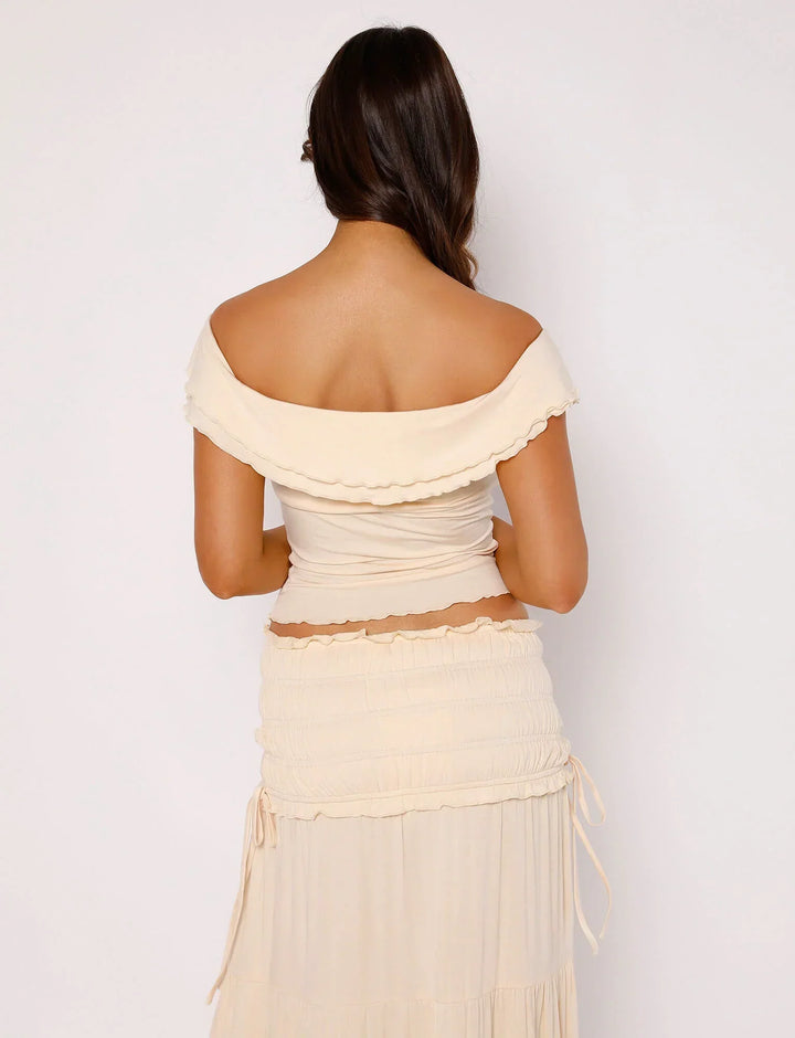 Stilla | Tekstureret Twist Top Med Maxi Nederdel