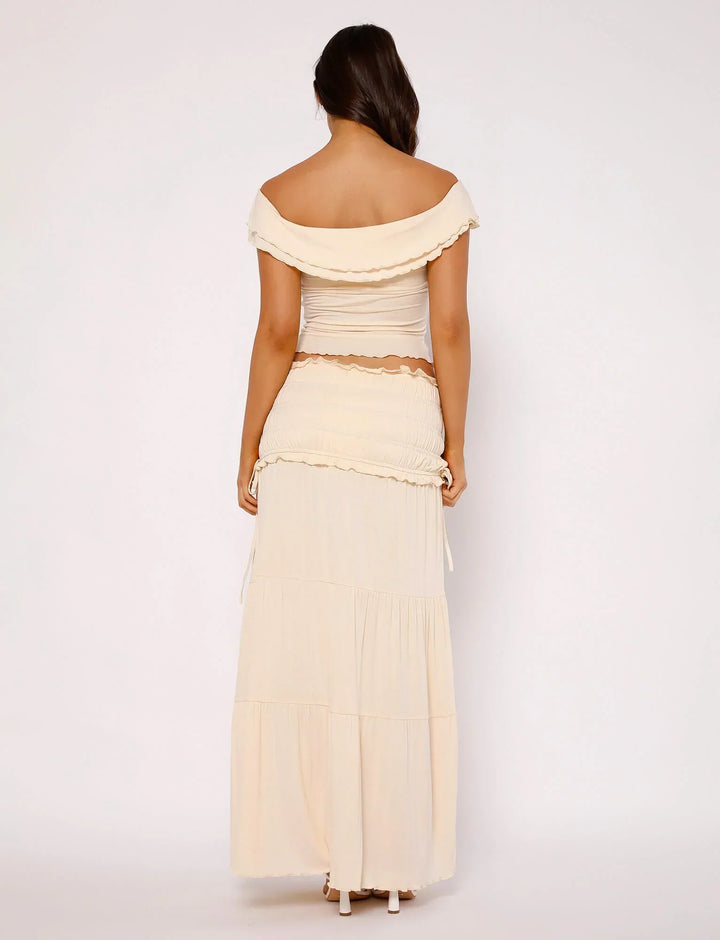 Stilla | Tekstureret Twist Top Med Maxi Nederdel