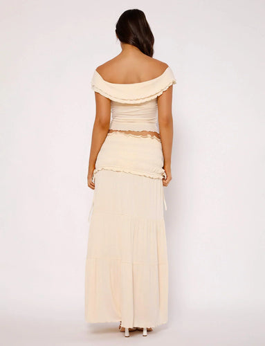 Stilla | Tekstureret Twist Top Med Maxi Nederdel
