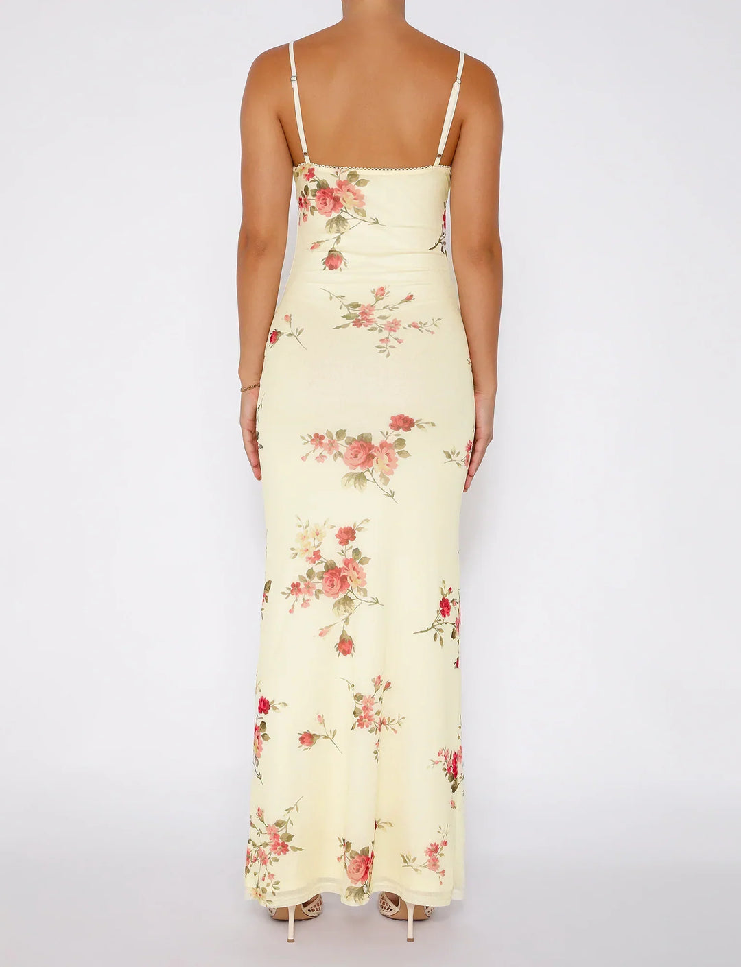 Stilla | Blomstret Beige Blondekjole