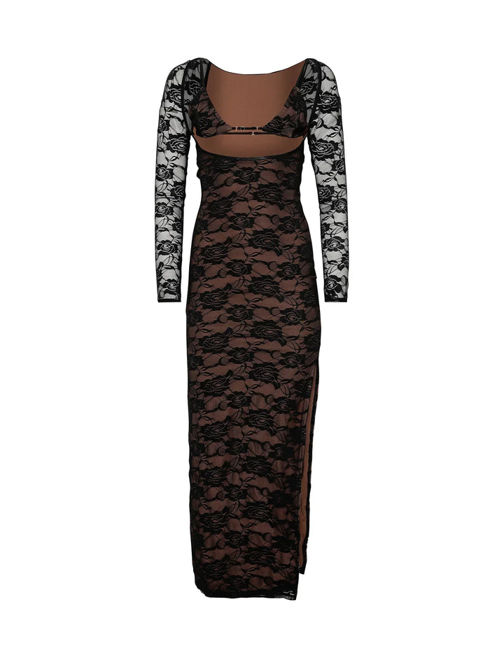 Stilla | Elegante Sort Blonde Maxi Kjole