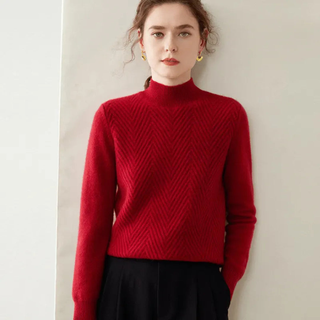 Stilla | med Chevron-Mønster og Mock Neck