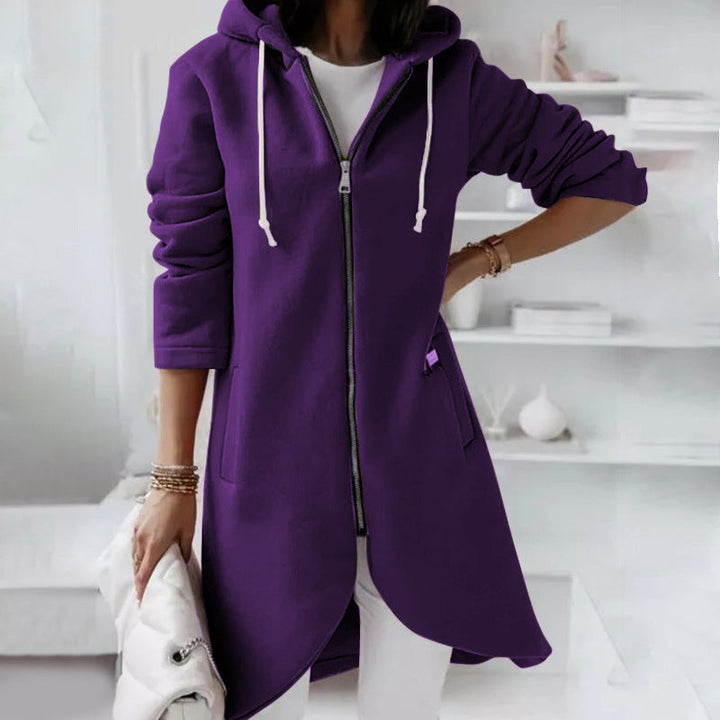 Stilla | Hættetrøje Relaxed Fit Lynlås Bomuldsblanding Mellem længde