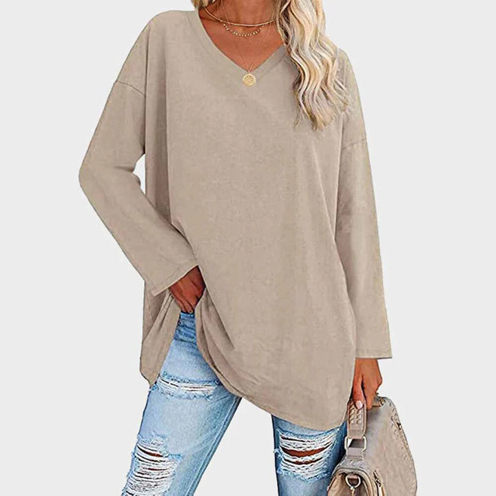 Stilla | Elegant Bluse med Lange Ærmer og V-hals