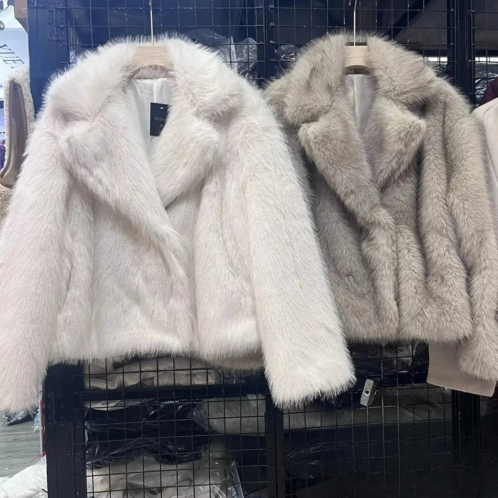 Stilla | Vintage - Dame vinterjakke med kunstpels og revers