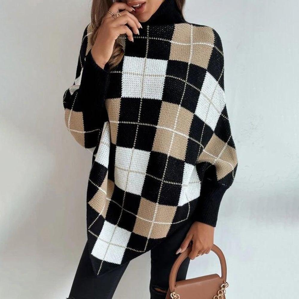 Stilla | Elegant Pullover Med Geometrisk Print og Høj Udsnit