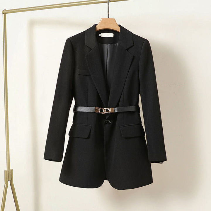 Stilla | Elegant Lang Blazer Med Bælte Til Damer