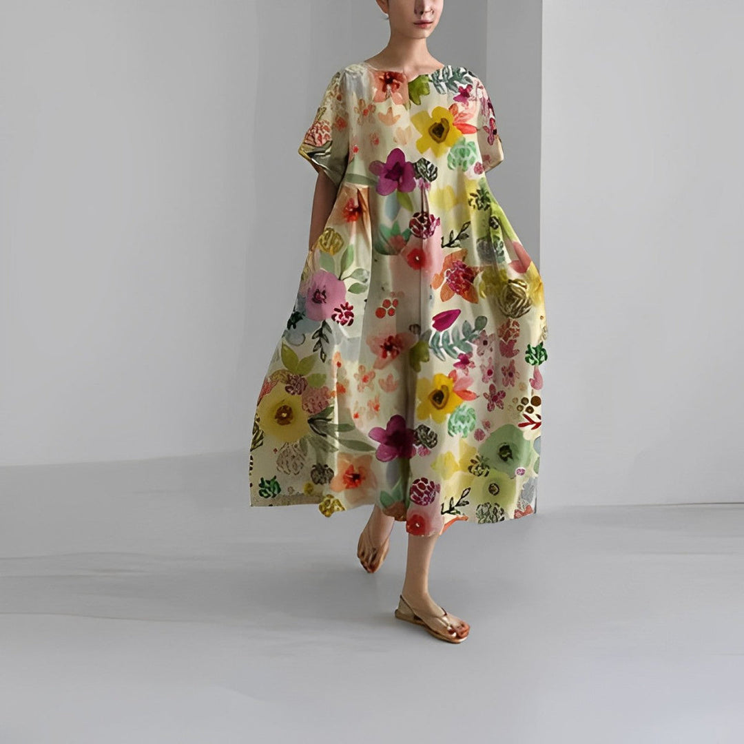 Stilla | Boho Blomstret Kjole Løs Siddende Kjole