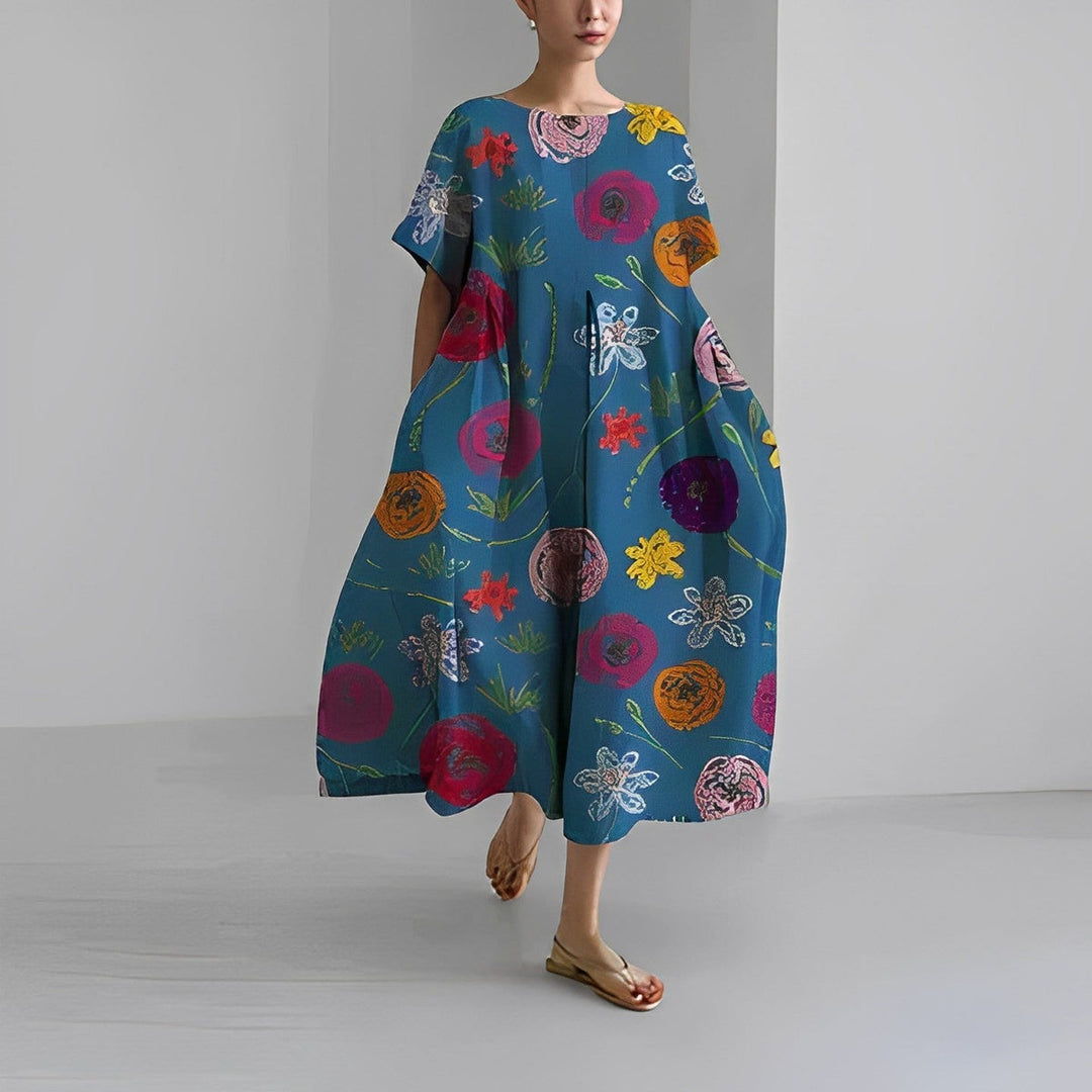 Stilla | Boho Blomstret Kjole Løs Siddende Kjole