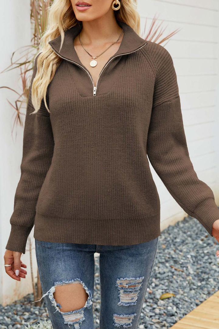 Stilla | Pullover Med Lynlås, Omkragningskrave Og Lange Ærmer