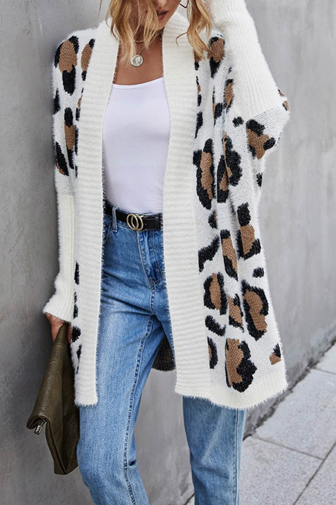 Stilla | Åben Strikjakke Med Leopardmønster