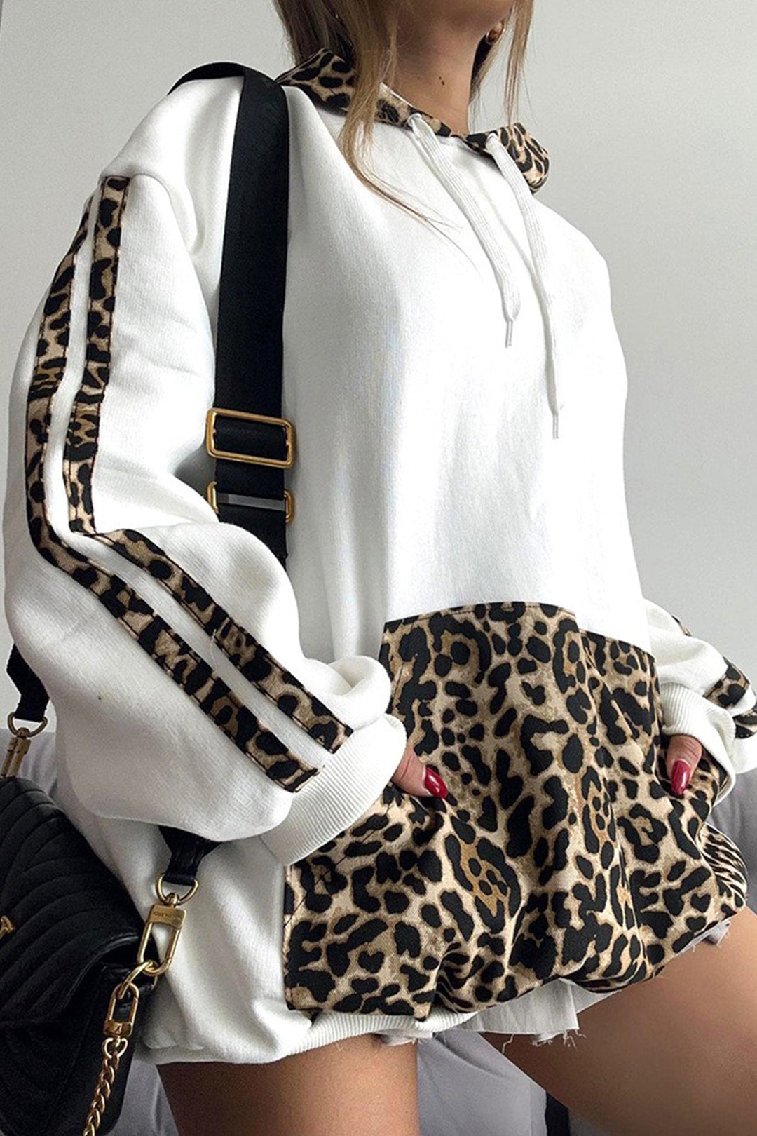 Stilla | Overdimensioneret Sweater Med Leopard Print Patchwork