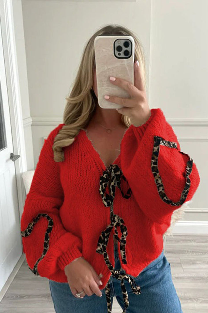 Stilla | Strikjakke i leopardmønster med knude