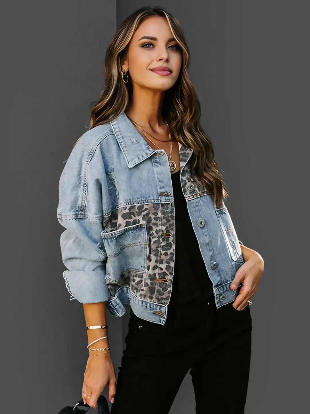 Stilla | Stylish Leopard Jeansjakke