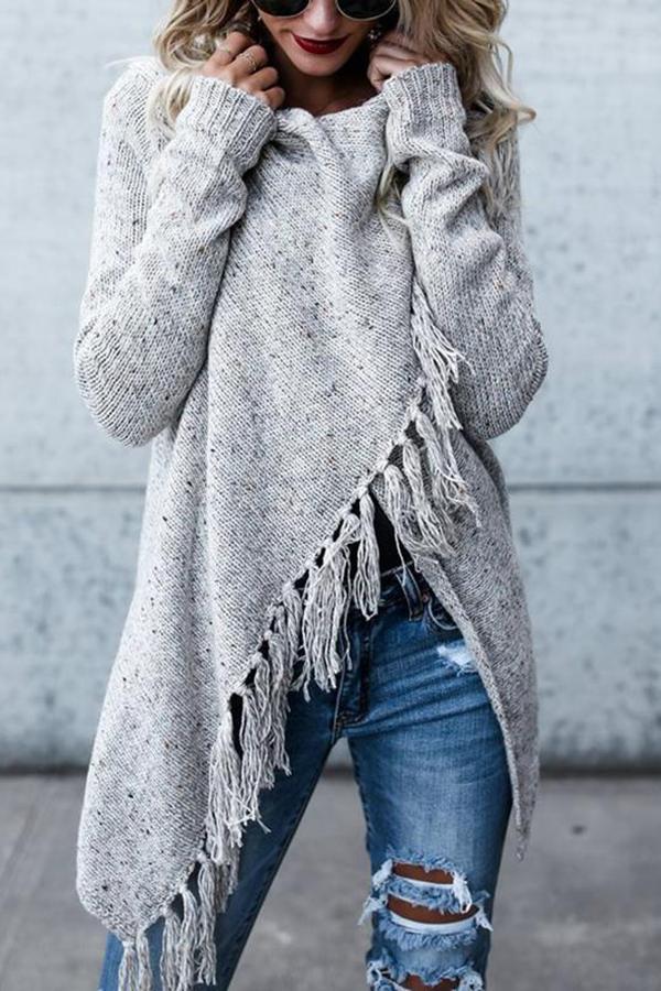 Stilla | Elegant Oversize Pullover med Frynser