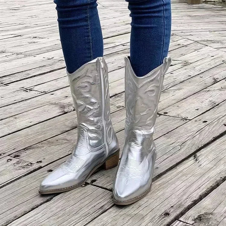 Stilla | Retro Broderede Cowboy Støvler