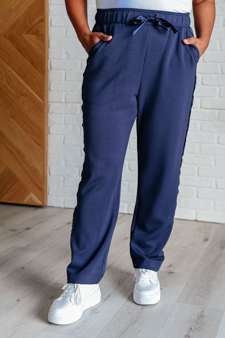 Stilla | Satin Stribede Joggingbukser Røgblå