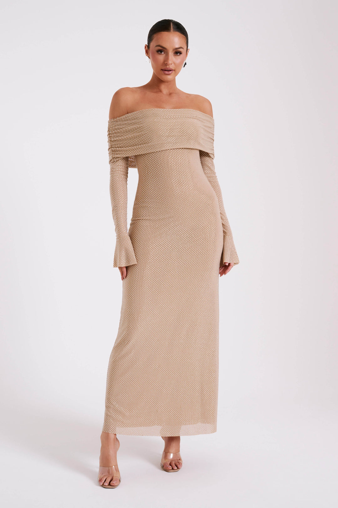 Stilla | Off Shoulder Maxikjole Med Strass