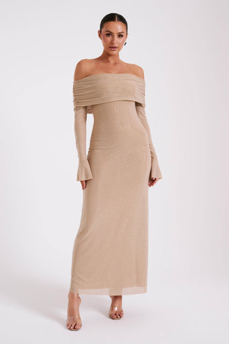 Stilla | Off Shoulder Maxikjole Med Strass
