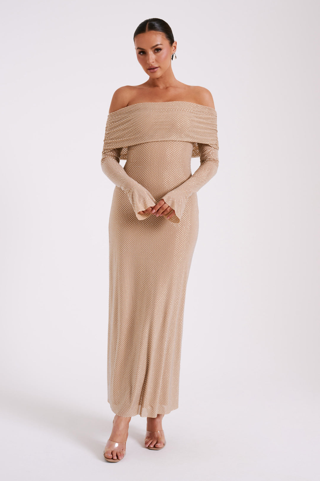 Stilla | Off Shoulder Maxikjole Med Strass