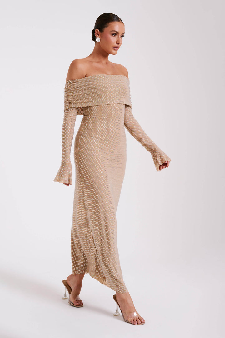 Stilla | Off Shoulder Maxikjole Med Strass