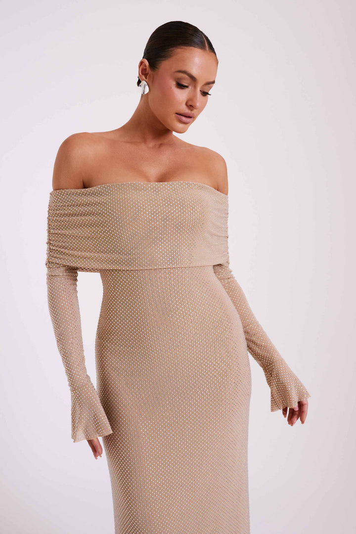 Stilla | Off Shoulder Maxikjole Med Strass