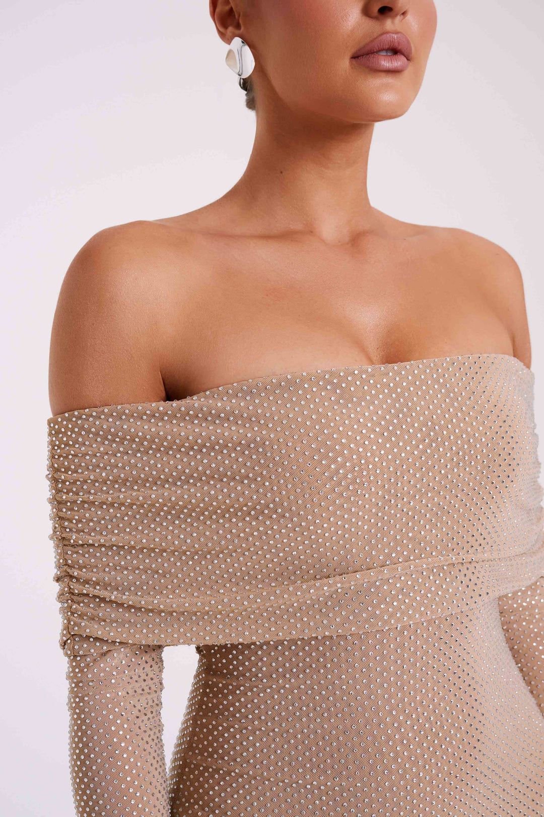 Stilla | Off Shoulder Maxikjole Med Strass