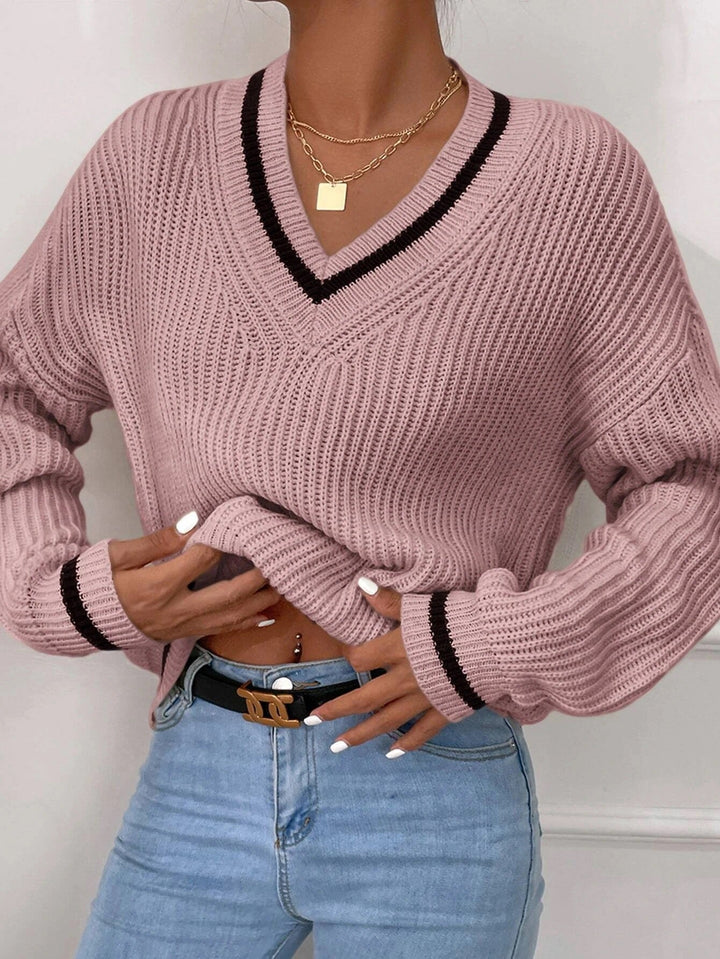 Stilla | Patchwork V-Udsnit Pullover