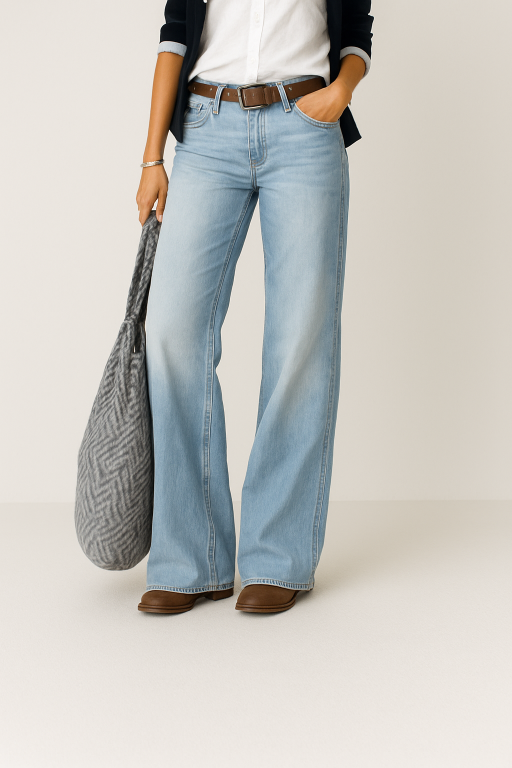Stilla | Denim Jeans Med Bred Ben