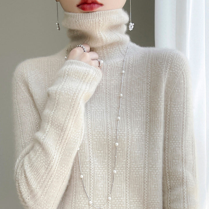 Stilla | Pullover med rullekrave af jacquardlignende uldmateriale