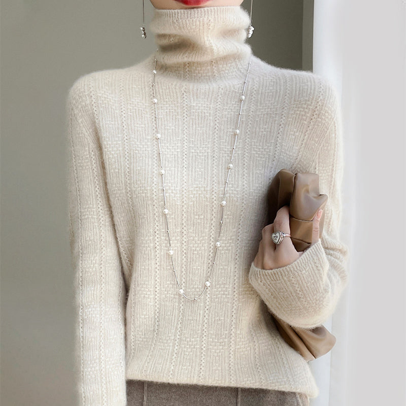 Stilla | Pullover med rullekrave af jacquardlignende uldmateriale