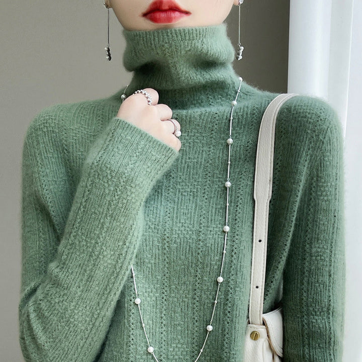 Stilla | Pullover med rullekrave af jacquardlignende uldmateriale