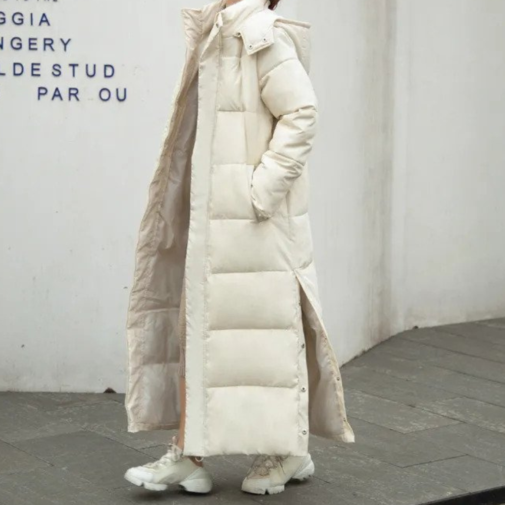Stilla | Vinter Polstret Puffer-Frakke - Lang Maxi Hætte-Design