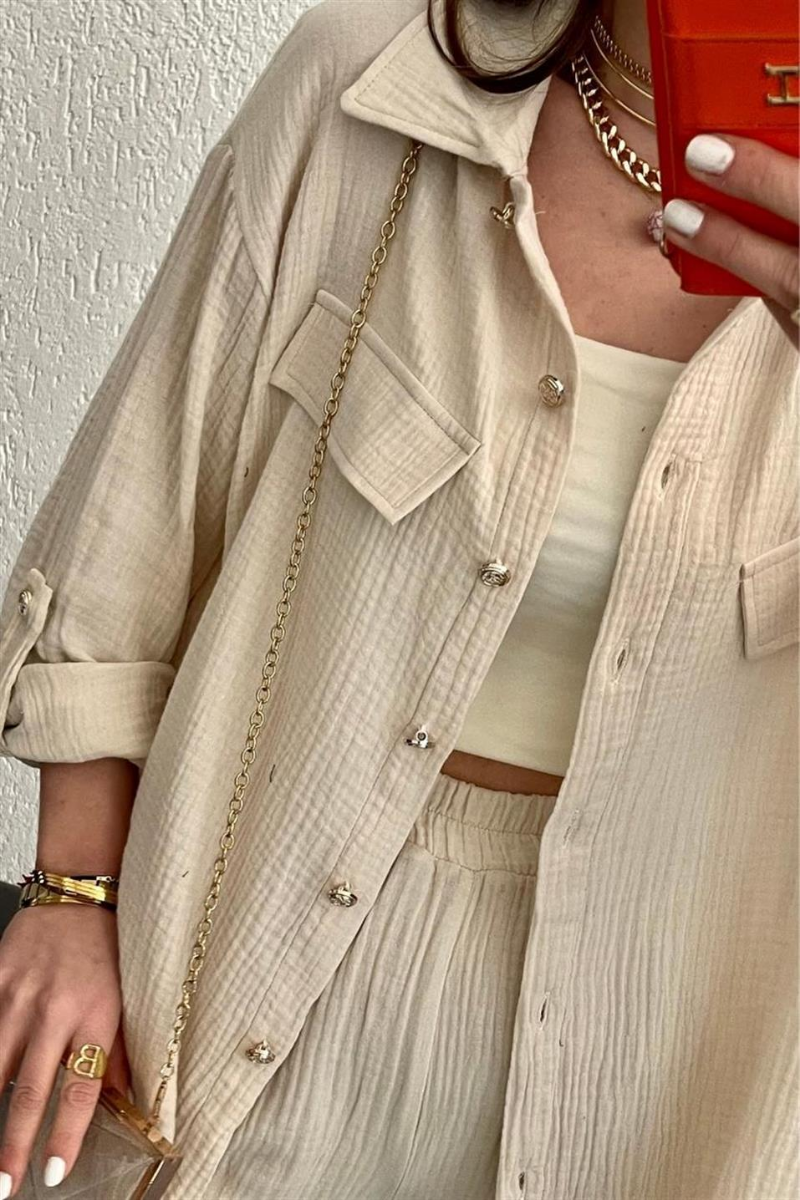 Stilla | Slim Fit og Elegante to Delt Sæt Bluse og Bukser