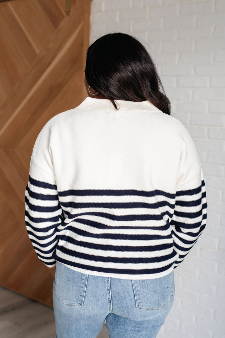 Stilla | Stribet Pullover „memorable Moments“ Hvid
