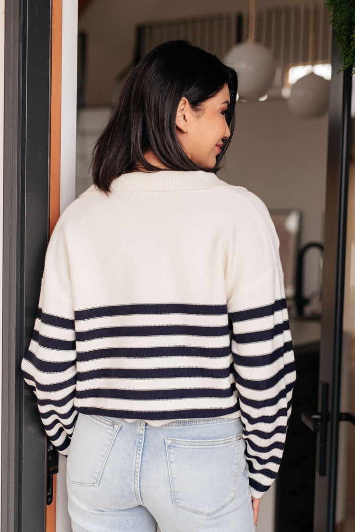 Stilla | Stribet Pullover „memorable Moments“ Hvid