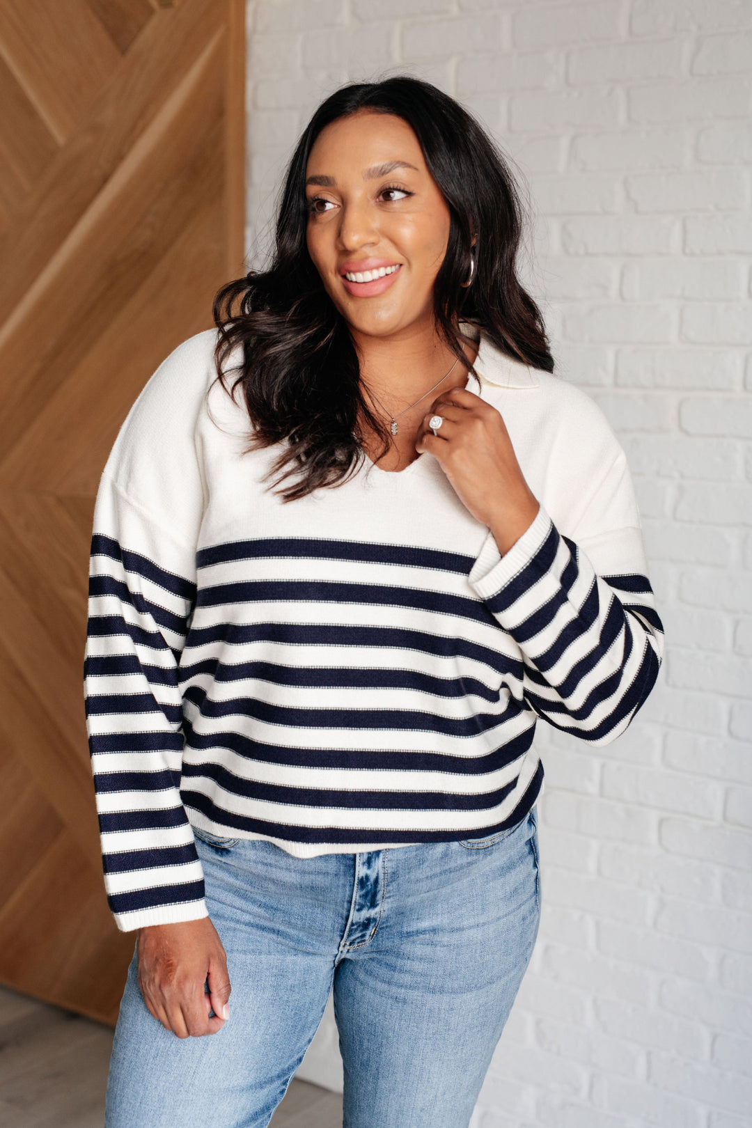 Stilla | Stribet Pullover „memorable Moments“ Hvid