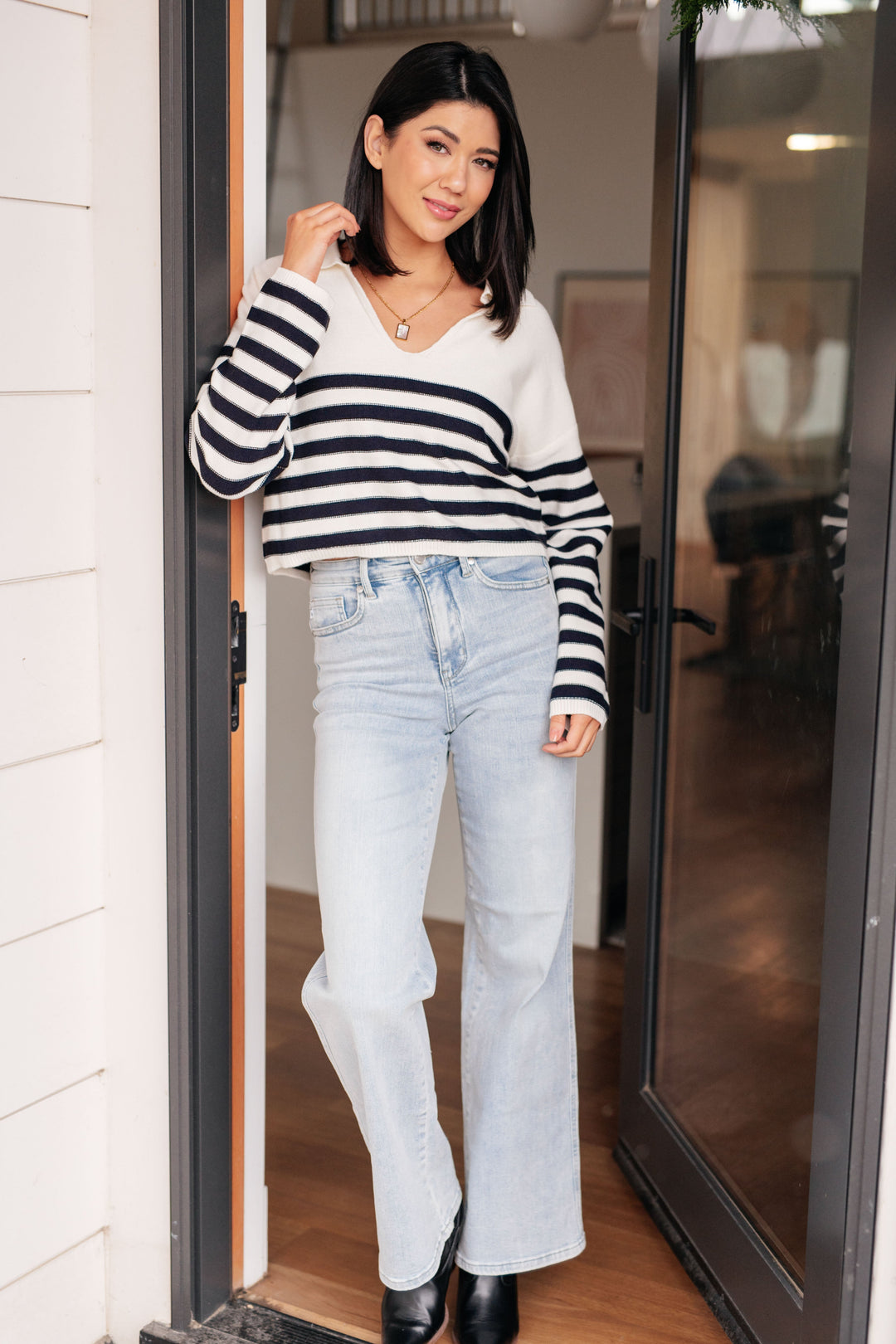 Stilla | Stribet Pullover „memorable Moments“ Hvid