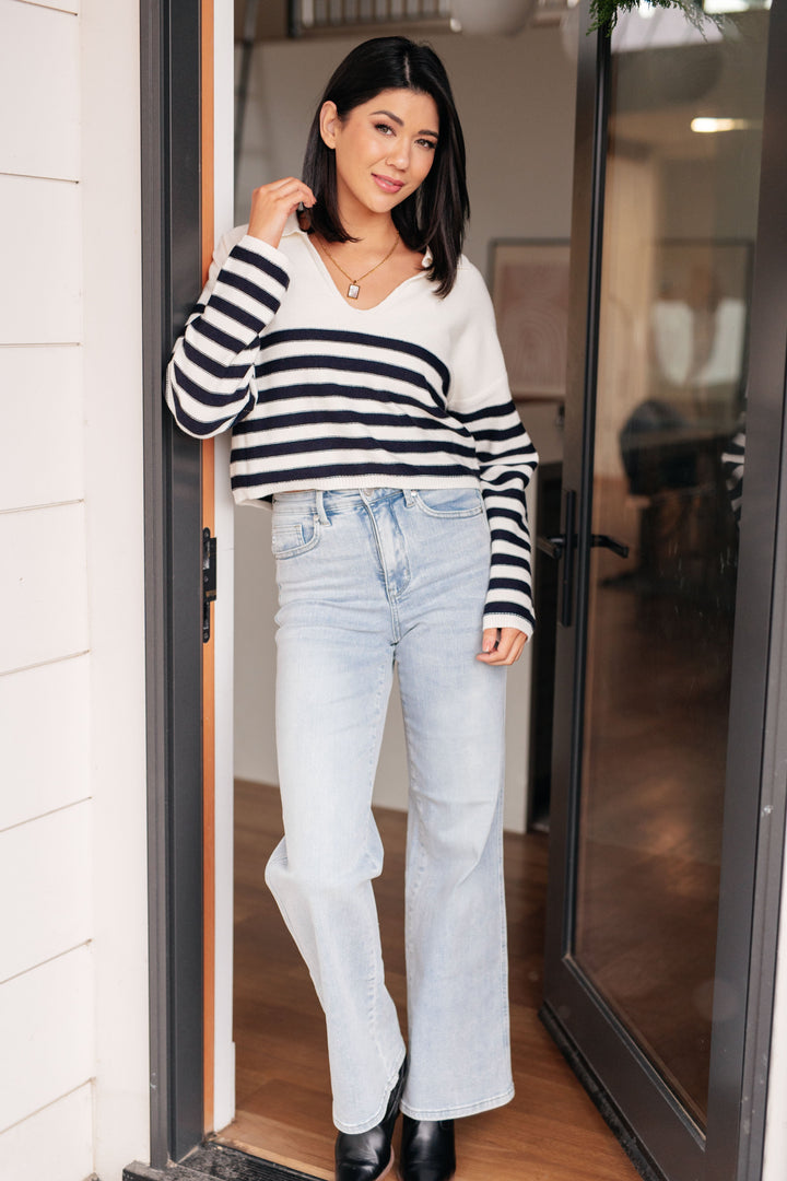Stilla | Stribet Pullover „memorable Moments“ Hvid