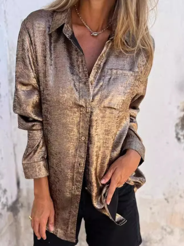 Stilla | Metalbluse med Glitrende Effekt