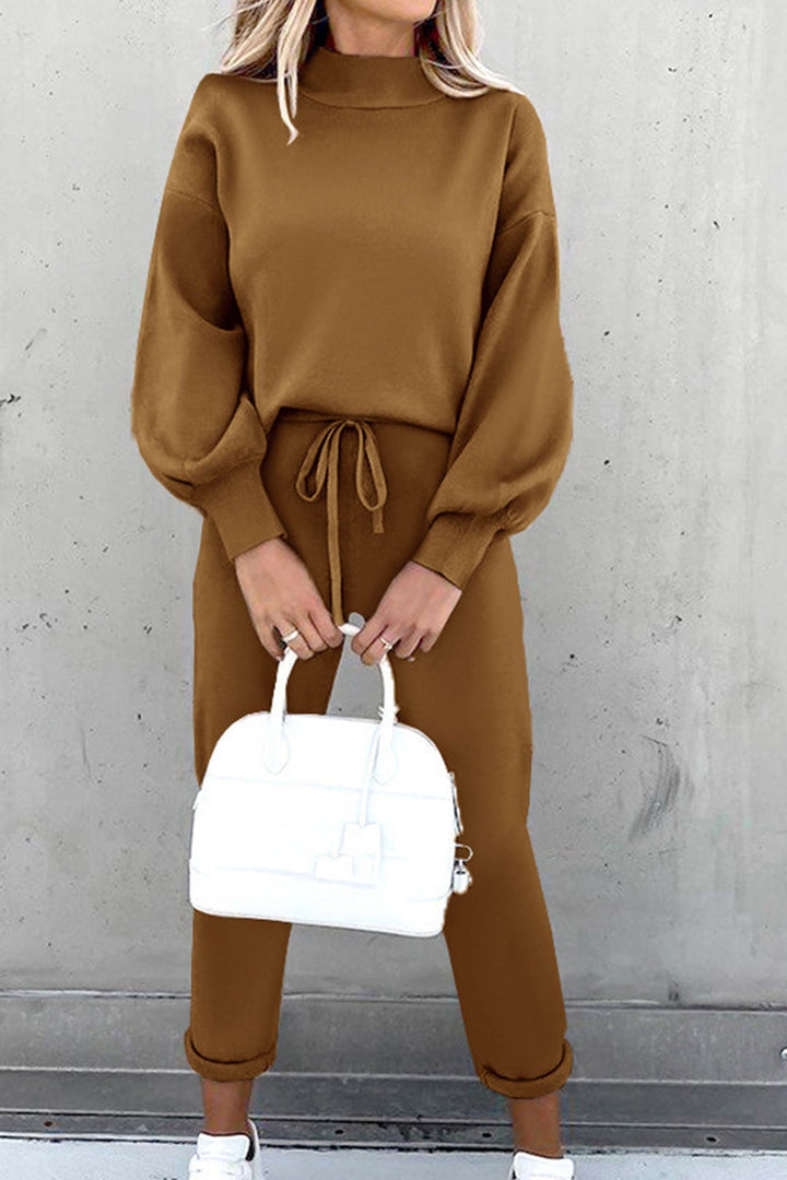 Stilla | Langeærmet Sweatshirt Jumpsuit Med Ståkrave Og Pufærmer