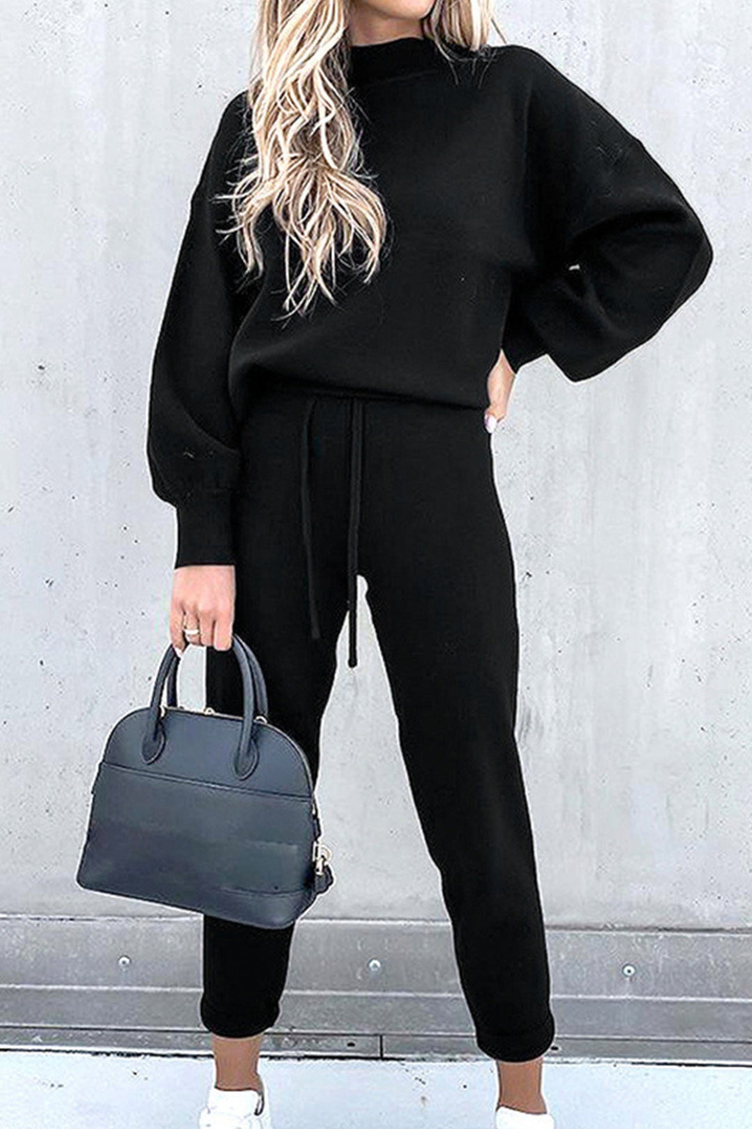 Stilla | Langeærmet Sweatshirt Jumpsuit Med Ståkrave Og Pufærmer